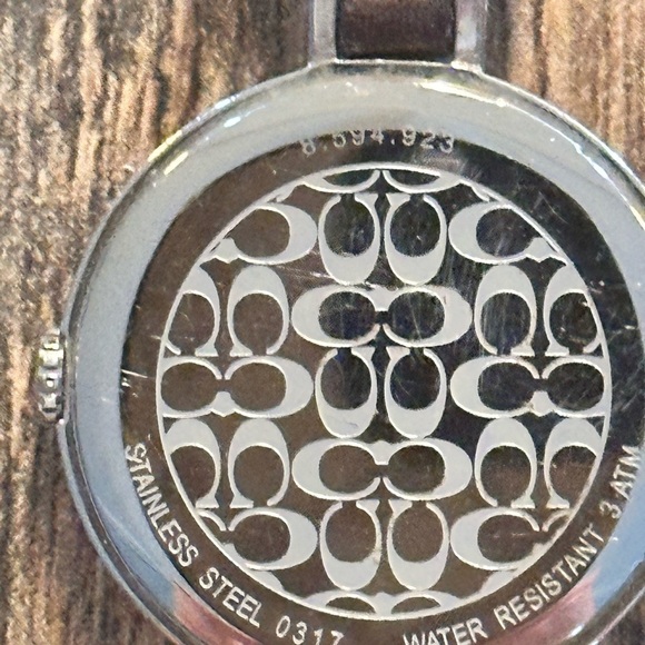 RARE Coach Heritage Signature Bezel Watch Brown Leather Swiss Made Vintage - Picture 6 of 7